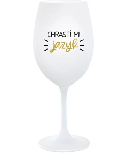 CHRASTÍ MI JAZYK - biely pohár na víno 350 ml