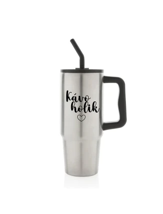 KÁVOHOLIK - stříbrný cestovní termohrnek 900 ml