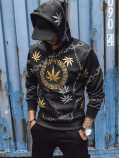 Pánská mikina s potiskem černá FashionStreet BX5311
