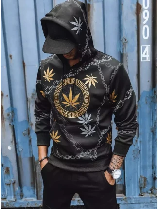 Pánská mikina s potiskem černá FashionStreet BX5311