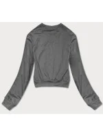 Tmavě šedá tenká krátká dámská tepláková mikina (8B938-5) Tmavě šedá tenká krátká dámská tepláková mikina (8B938-5)