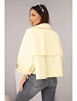 Dámská jarní bavlněná bunda zapínaná na knoflíky s límcem žlutá