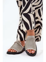 Dámské sandály na klínu s ozdobným páskem stříbrné Teriwes