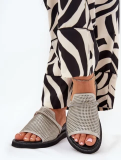 Dámské sandály na klínu s ozdobným páskem stříbrné Teriwes