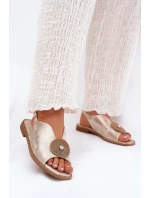 Lesklé Dámské Sandály S Dekorativním Detalem S.Barski KV51-012 Zlaté