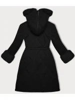 Černo-černá prošívaná zimní bunda s kožešinovou podšívkou Way Mode (WD202308)