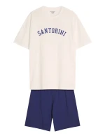 Pánské pyžamo Santorini 43173 white - HENDERSON Pánské pyžamo Santorini 43173 white - HENDERSON