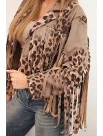 Dámská sukně z jemného semiše s třásněmi v panterovém vzoru fango