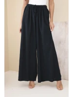 Dámské široké bavlněné kalhoty s gumou v pase černé