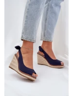 Sandály Na Klínu S Pletením Tmavě Modré Nanalis Sandály Na Klínu S Pletením Tmavě Modré Nanalis