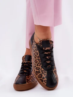 Dámské Kožené Sportovní Boty S Leopardím Vzorem Laura 2935 Hnědé