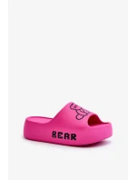 Dámské pěnové pantofle na masivní podrážce s medvídkem Fuchsia Lamira
