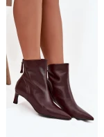 Dámské kozačky z pravé kůže na podpatku D&A CR52-661 bordó