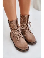 Dámské Kotníkové Boty Workery Tmavě Béžové Perfecto