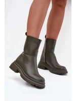 Dámské kotníkové boty na platformě ML245 Khaki tmavě zelená - Diamantique