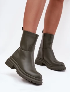 Dámské kotníkové boty na platformě ML245 Khaki tmavě zelená - Diamantique