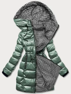 Zelená oboustranná dámská metalická bunda (b8070-10)