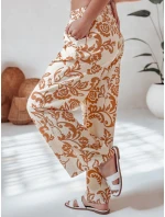 Dámské květované kalhoty s širokými nohavicemi LOVEGARDEN camel FashionStreet UY2657
