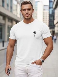 Pánské bavlněné tričko s potiskem, bílé, FashionStreet NX5126R