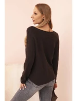 Dámský svetr s viskózou a výstřihem do V hnědý