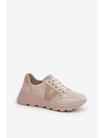 Dámské kožené lehké sportovní boty béžové Eleonori