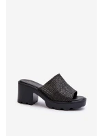 Dámské Žabky s Plétěním Na Podpatku Černé Titantha