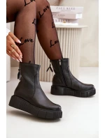 Zazoo 60369 Dámské Kožené Botky Na Platformě Černé Zazoo 60369 Dámské Kožené Botky Na Platformě Černé