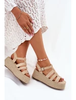 Dámské Sandály S Pásky A Pleteninou Béžové Pardauss