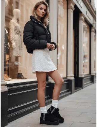 Dámské semišové sněhule černé FashionStreet ZY1297