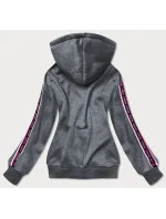 Tmavě šedá krátká dámská mikina s nápisy (26014) Tmavě šedá krátká dámská mikina s nápisy (26014)