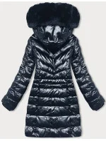 Tmavě modrá dámská vypasovaná zimní bunda (2M-032) Tmavě modrá dámská vypasovaná zimní bunda (2M-032)