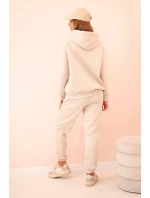 Dámský bavlněný zateplený komplet s potiskem béžový