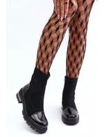 Kůže Klasické Botky Na Plochém Podpatku Černé Shendete