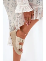 Dámské Klapky Na Klínu S Pletením A Přezkami Béžové Pasinea