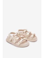 Dětské Sandály Se Zlatým Detalem Béžové Lunessa
