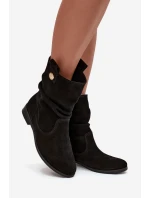 Kožené semišové dámské boty s žebrováním zateplené Zazoo 4210 Černé Kožené semišové dámské boty s žebrováním zateplené Zazoo 4210 Černé