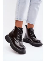 Dámské zateplené kotníkové boty na platformě s šněrováním Černé Harmine