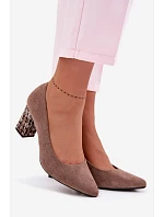 Lodičky z eko semiše Sergio Leone PB414 světle hnědé s ozdobným sloupkem