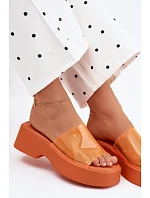 Dámské sandály na platformě s průhledným páskem Oranžové Selestia