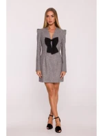 M869 Tvídové šaty s výstřihem do V - grafitové