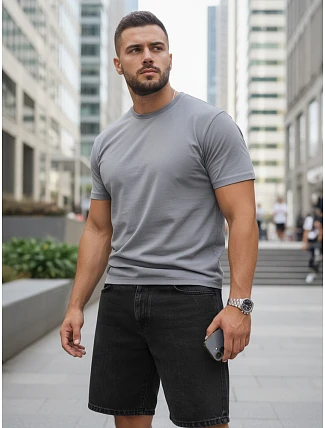 Pánské klasické šedé tričko FashionStreet RX5675