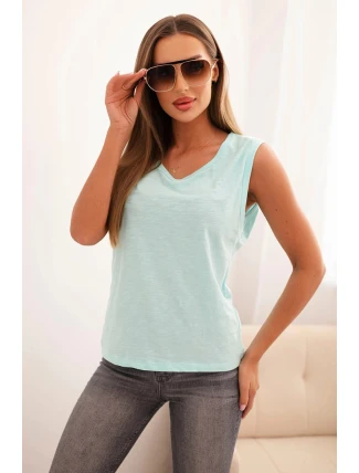 Dámská bezrukávová košile z bavlny klasického střihu mátová Dámská bezrukávová košile z bavlny klasického střihu mátová