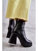 Dámské kozačky na robustních podpatcích se zipem černá Carrera