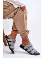 Dámské látkové sandály na zip Modrý Lamirose