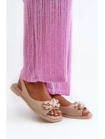 Dámské Sandály S Ozdobami S.Barski KV27-004 Béžové