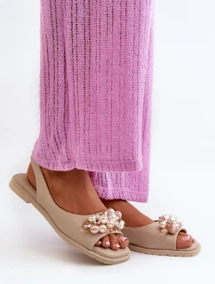 Dámské Sandály S Ozdobami S.Barski KV27-004 Béžové