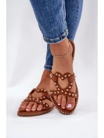 Zdobené Ploché Sandály Dámské Camel Adivrae