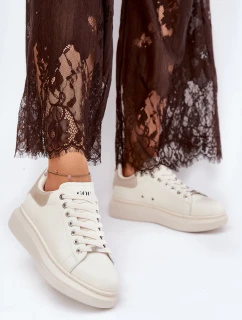 Kožené Dámské Tenisky Na Platformě Béžové GOE RR2N4004