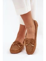 Dámské mokasíny s perforovaným vzorem a šněrováním Mirisa – camel