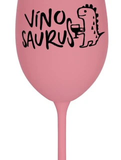 VÍNOSAURUS - růžová sklenice na víno 350 ml